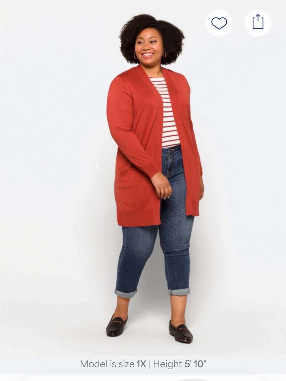 Love Ellie Burnt Orange Open-Front Long Cardigan with Pockets Size 1X